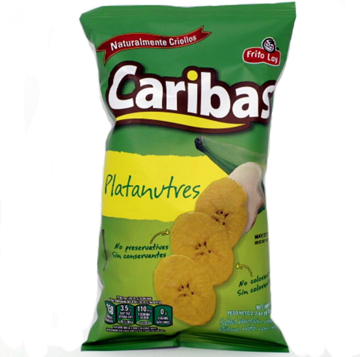 Caribas Plantain Crisps (Platanutres) - 12 bags of 2.3 oz each