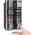 Shower Soap Dispenser Shampoo and Conditioner Dispenser 2 Chamber No Drill Wall-Mounted Shampoo Dispenser for Shower Wall Mounted Shower Dispenser for Bathroom Hotel Large Capacity,Dark Gray1