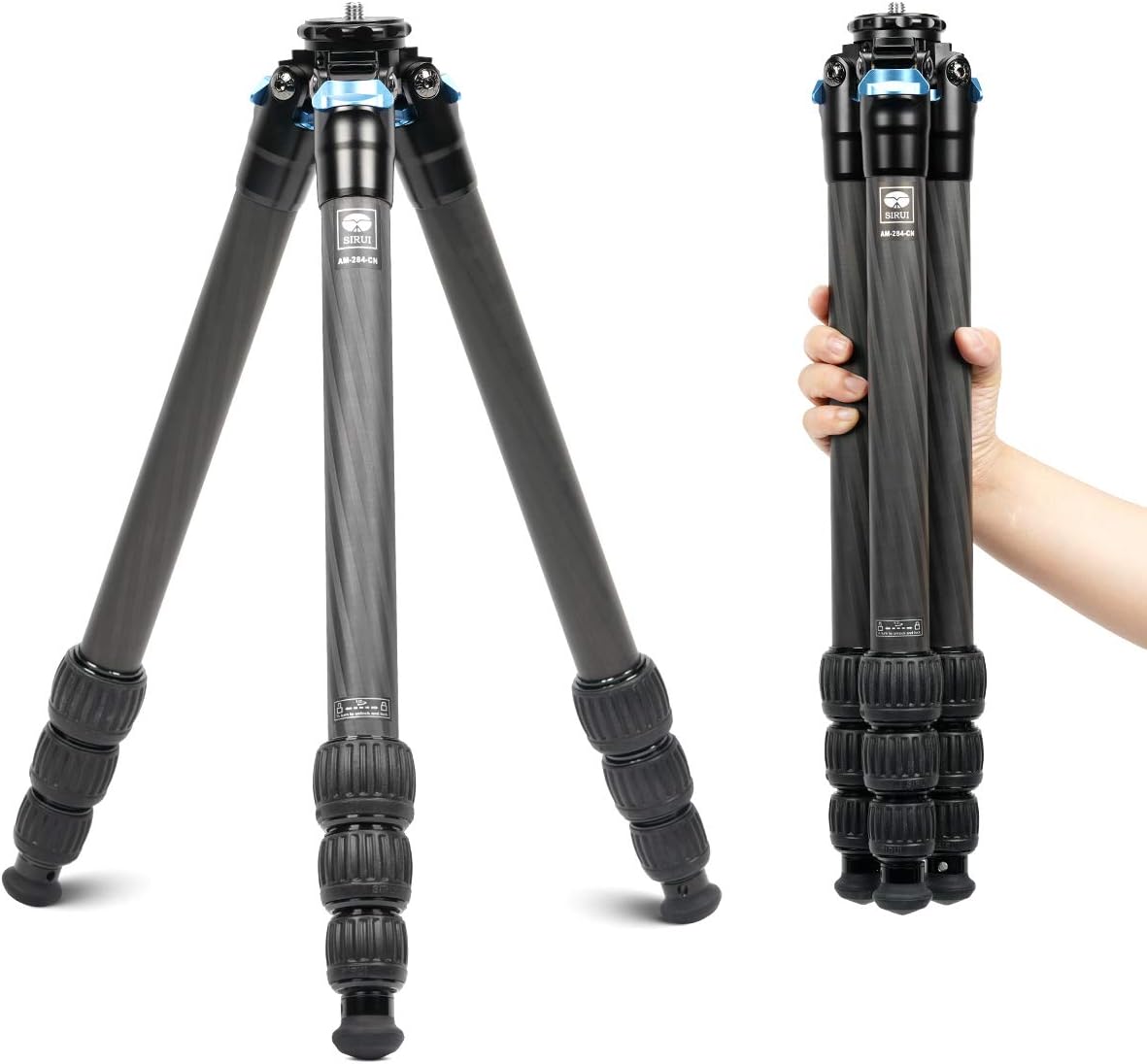 SIRUI AM-284 Carbon Fibre Professional Travel Tripod for Camera DSLR, Camcorder, Smartphone - Max Load 15kg