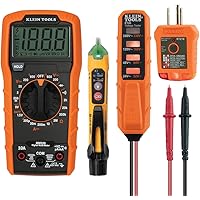 Klein Tools MM320KIT Digital Multimeter Electrical Test Kit, Non-Contact Voltage Tester, Receptacle Tester, Carrying Case and