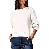Glamaker Women's Crewneck Cropped Sweatshirt Pullover Stripe Air Essentials Basic Long Sleeve Shirts Casual Loose Fit Outfits