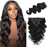 LUMIERE Clip In Hair Extensions Real Human Hair - Body Wave Hair Extensions Clip Ins 120g Grade10A Brazilian Remy Hair Seamless Clip Ins 8Pcs With 20Clips Double Wefts Thick and Soft 16 Inch