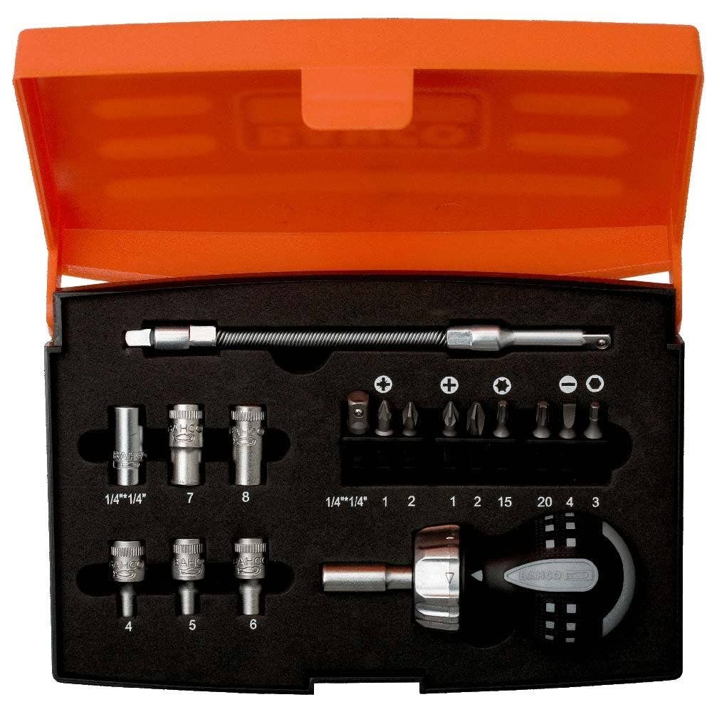 Bahco 808050S18 Stubby Ratchet Screwdriver Set (18 Pieces)