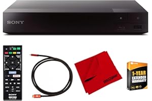 Sony BDP-S1700 Streaming Blu-ray Disc Player with Dolby TrueHD and DTS Master Audio Bundle with Deco Gear 6 ft High Speed HDMI 2.0 Cable and Microfiber TV Screen Cloth
