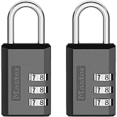 Master Lock Combination Padlock, Resettable 3-Digit Code 2-Pack 647BLKEC2 | 1-3/16-inch Metal Combination Lock, Set Your Own Combination Locker Padlock, Travel Lock For Luggage Or Backpack