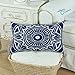 CaliTime Canvas Pillow Cover Case for Couch Sofa Home Decoration Modern Compass Geometric 12 X 20 Inches Navy Blue