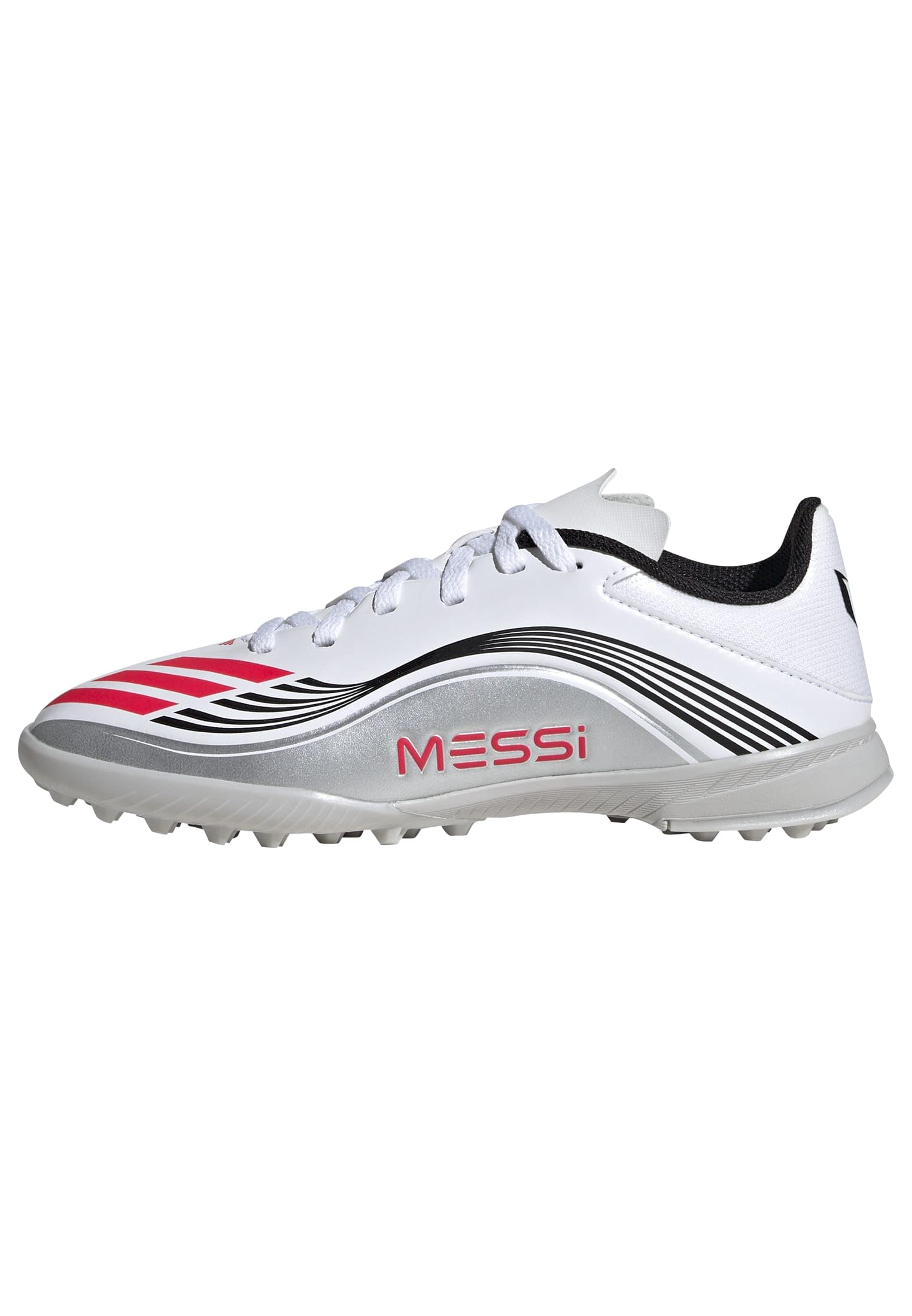 Adidas Unisex-Kids F50 Messi League Turf, White/Lucid Red/Silver Metallic, 12