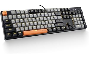E-YOOSO Z-14 Mechanical Gaming Keyboard 104 Key, Red Switch Full-Size Computer Keyboards, Solid Yellow Backlit Mechanical Keyboard for PC Gamer, Black