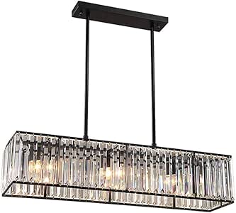 Moderna lámpara de araña de cristal K9, rectangular isla de cocina