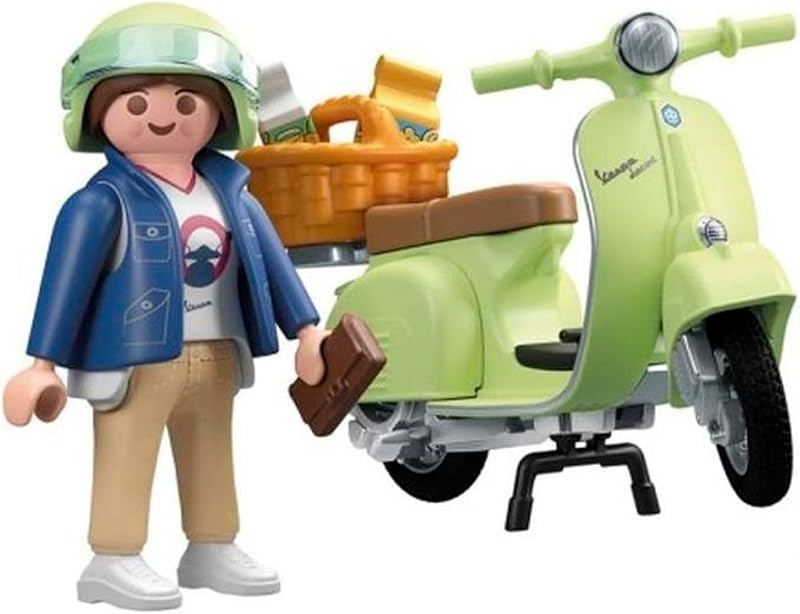 PLAYMOBIL Carros 71621 1969 Vespa 150 Sprint Veloce, Verde Claro, Modelo Fiel para colecionadores e ventiladores, Inclui acessórios versáteis e várias opções de sela