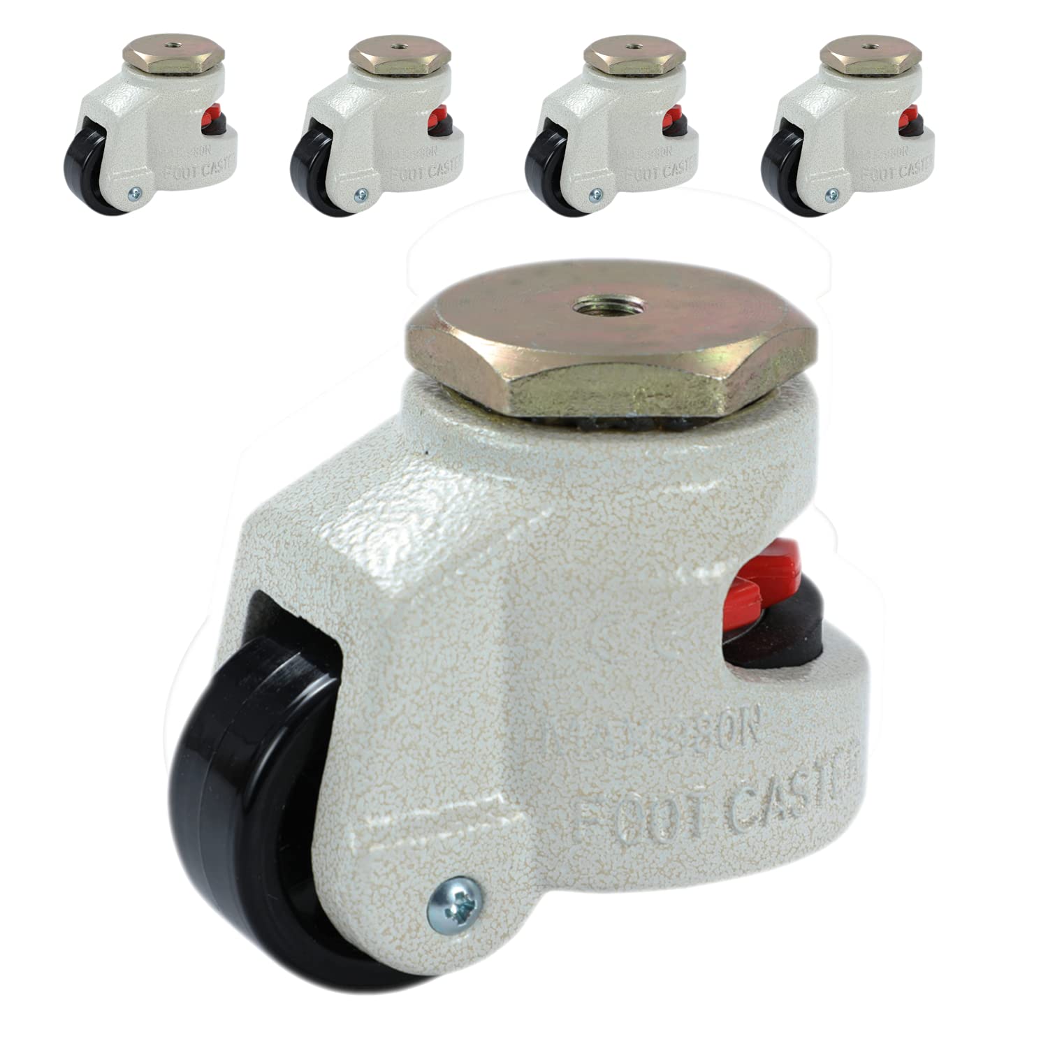 Heavy Duty Castor Wheels Set 4Pcs, 1000KG Loading Capacity, Retractable Machine Moving Levelling Swivel Casters GD-60S for Heavy Machinery, Workbench, Welding Table 5505764