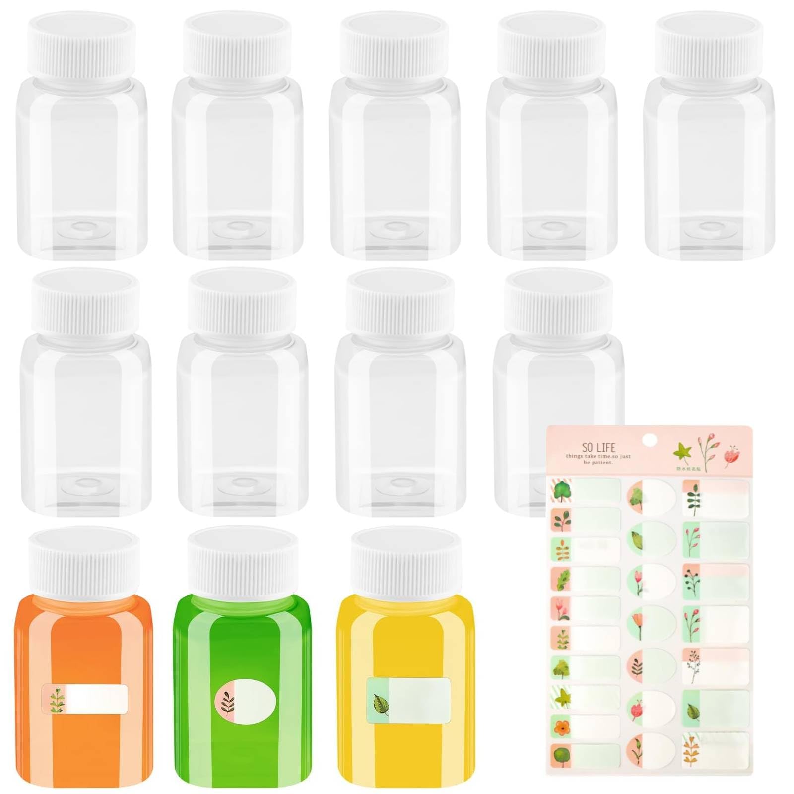 Lahnao Pack of 12 100 ml Small Bottles - Reusable Shot Bottles for Filling, Dispenser Bottles for Capsules, Cosmetics, Spices, Liquids