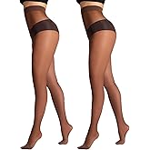 DancMolly Sheer to Waist Control Top Pantyhose, 2 Pairs Women's Tights T-Crotch, Everyday Office Wear, Medias de Mujer