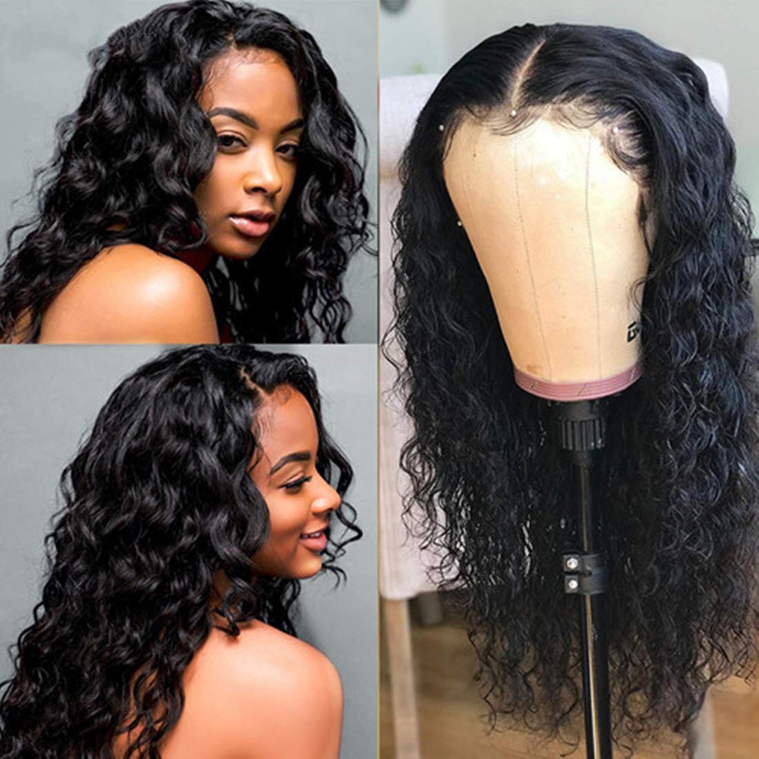 Brazilian Water Wave Wigs 360 Lace Front Wig Human Hair Lace Front Wigs for Black Women 150% Density Pre Plucked with Baby Hair(26 inch Natural Color)