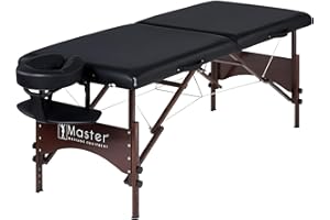 Master Massage 28" Argo Portable Massage Table in Black With Walnut Legs - Spa Bed for Tabletop Exercise, Massage, Beauty, Ta