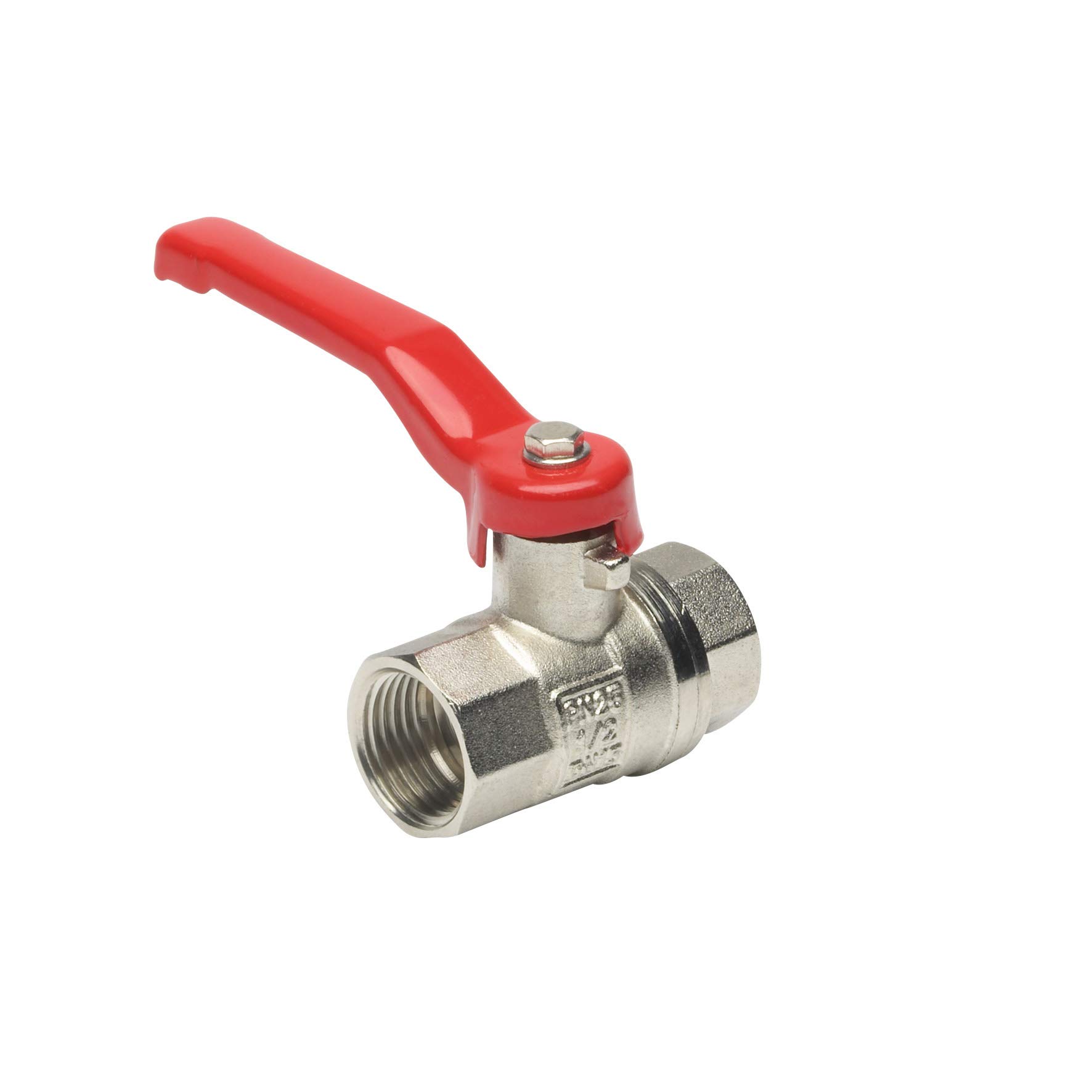 Meister Ball Valve - 19.17 mm (1/2 Inch) Internal Thread - With Long Steel Lever & Full Flow - Double-Sided Female Thread Brass/Stop Valve for Water Pipes/Tap / 9922890