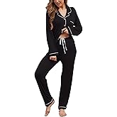 Yoolfine Button Up Pajamas for Women Long Sleeve Sleepwear Soft Loungewear Ladies Pjs Set XS-XXL