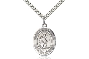 Bonyak Jewelry Virgen de la Merced Hand-Crafted Oval Medal Pendant in Sterling Silver