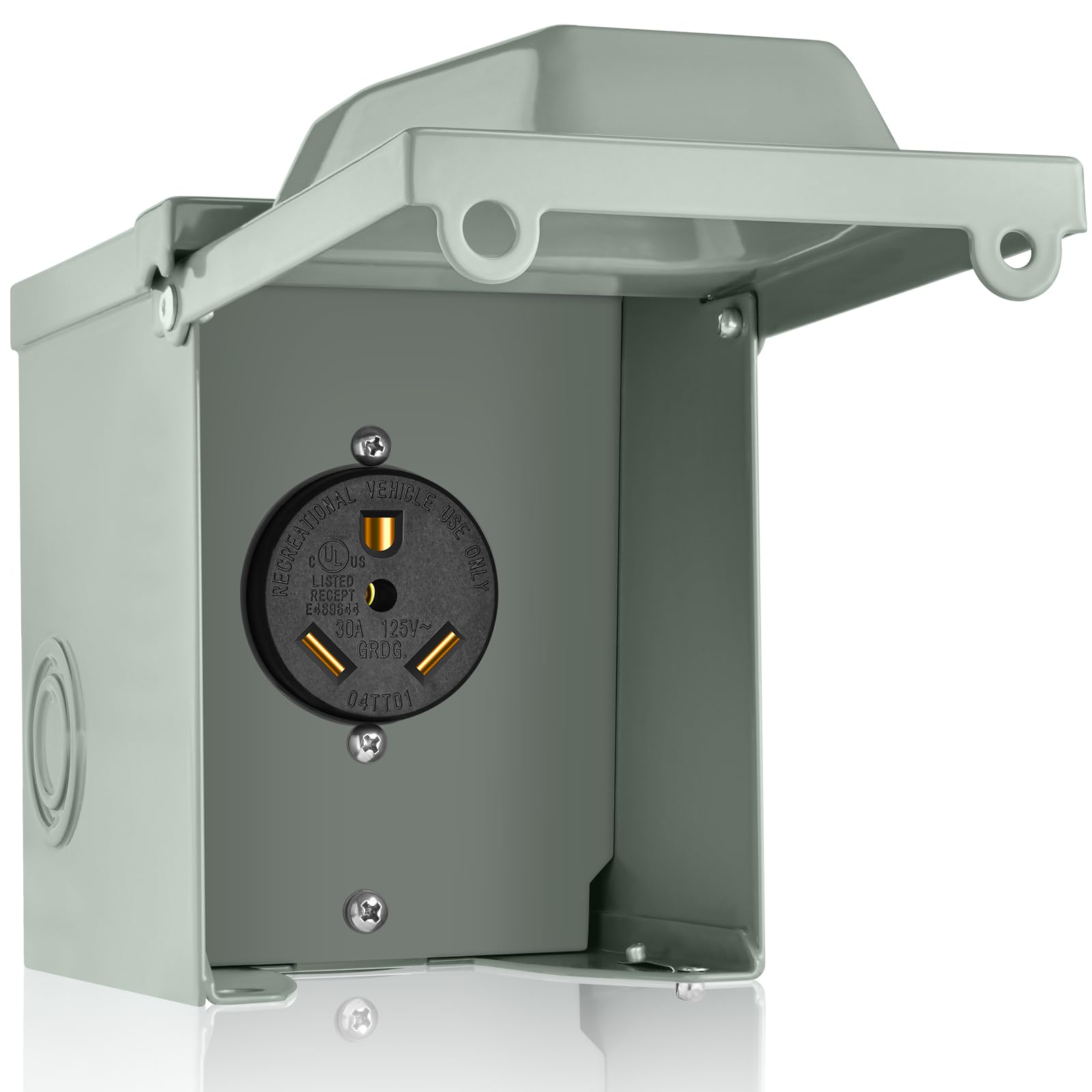 Photo 1 of WELLUCK 30 Amp RV Power Outlet Box, 125 Volt NEMA TT-30R RV Receptacle, Enclosed Lockable Outdoor Electrical Panel Weatherproof Plug for Temporary Hookup RV Camper Travel Trailer Car Generator