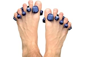 YOGA TOES YogaToes® Gems® for Men Fits Men's Shoe Size 7 & Up. Gel Toe Stretcher & Separator in Metallic Blue. Helps Foot Pain & Boost Athletic Performance!