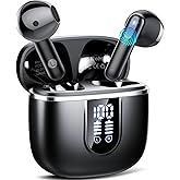 Wireless Earbuds, 2025 Bluetooth 5.4 Headphones with 3D Bass Stereo, 40H Ultralight in-Ear Buds, Bluetooth Earbuds with 4 ENC Noise Cancelling Mic, USB-C LED, IP7 Waterproof Earphones for Android iOS