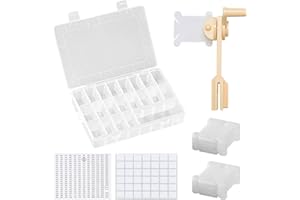 GAQWOK Embroidery Floss Organizer with 24 Compartments - Cross Stitch Thread Storage Box Includes 100 Plastic Bobbins, Stickers, Bobbin Winder for DIY Sewing Crafts