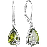Blaniy Teardrop Dangle Drop Earrings for Women 925 Sterling Silver Butterfly Leverback Earring with Birthstone Jewelry Gifts for Her