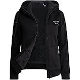Reebok Womens Fleece Jacket - Warm Lightweight Faux Fur Sherpa Lined Zip Up Hoodie - Soft Hooded Winter Jackets for Women