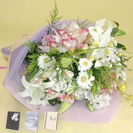 Amazon 電報屋のエクスメール 花束 供花 お供え花束コンドレンス と プレミアムカード電報 のセット お供え花 フラワー 白 お悔やみ 電報 弔電 台紙 313 憂愁 花束 オンライン通販