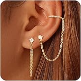 FISSEN JEWELRY Gold Earrings for Women Trendy 14k Gold Plated Dainty Cartilage Earring Stacks Small Dangle Huggie Hoops Earrings Hypoallergenic CZ Diamond Stud Earring Sets for Multiple Piercing Jewelry Gift