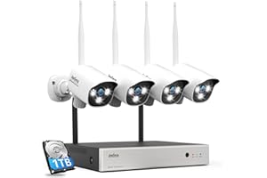 JouSecu 5MP Wireless Security Camera System with 1T Hard Drive, 8 Channel Surveillance NVR Kits and 4pcs Super HD 5MP Outdoor Indoor WiFi Bullet Camera for Home Full Color Night Vision