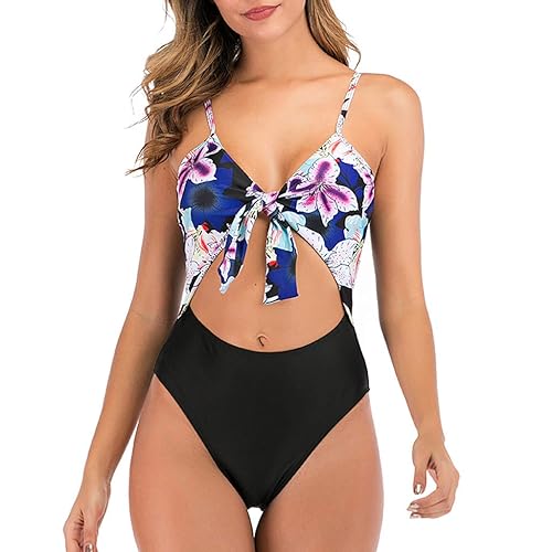 Women's One Piece Floral Print High Cut High Waist Tie Knot Front Swimsuits  Bathing Suits Mokini Swimwear in Bahrain Whizz Cupcake Toppers