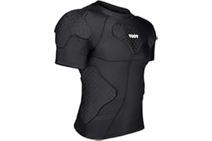 TUOY New Football Rib Chest Protector Shirt Padded Compression Shirts 6 Pads Adult Sizes