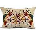 HODKHNO Throw Pillow Cover 12x20 Inch Eddart Kokopelli Duo Sun Your Culture Native American Southwest Home Decor Pillowcase Lumbar Pillow Case Cushion Cover for Sofa Couch Bed