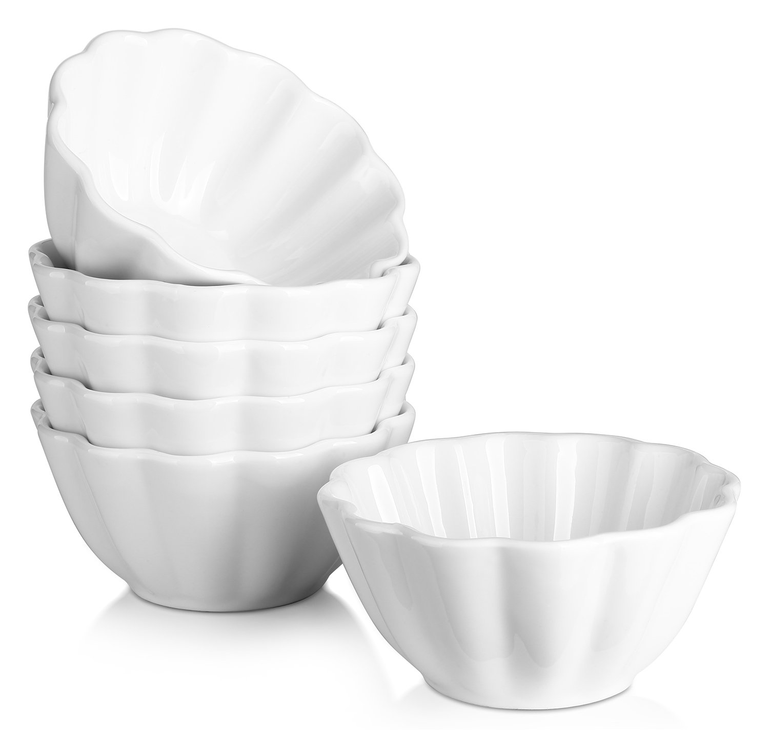 DOWAN 4 oz Porcelain Ramekins/Souffle Dish/Dipping Bowls, Set of 6