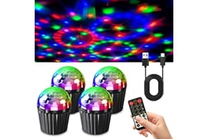 Yiixuyo 4-Pack Disco Ball Lights with Remote Control 7-Color LED Strobe Sound Activated Stage Lamp for Birthday Wedding Bar KTV Dance Party Christmas