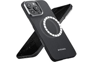 pitaka for iPhone 16 Pro Max Case Compatible with MagSafe, Thin & Light Case iPhone 16 Pro Max with a Caseless Feel, 600D Aramid Fiber Woven [Ultra Slim Case-Black/Grey (Twill)]