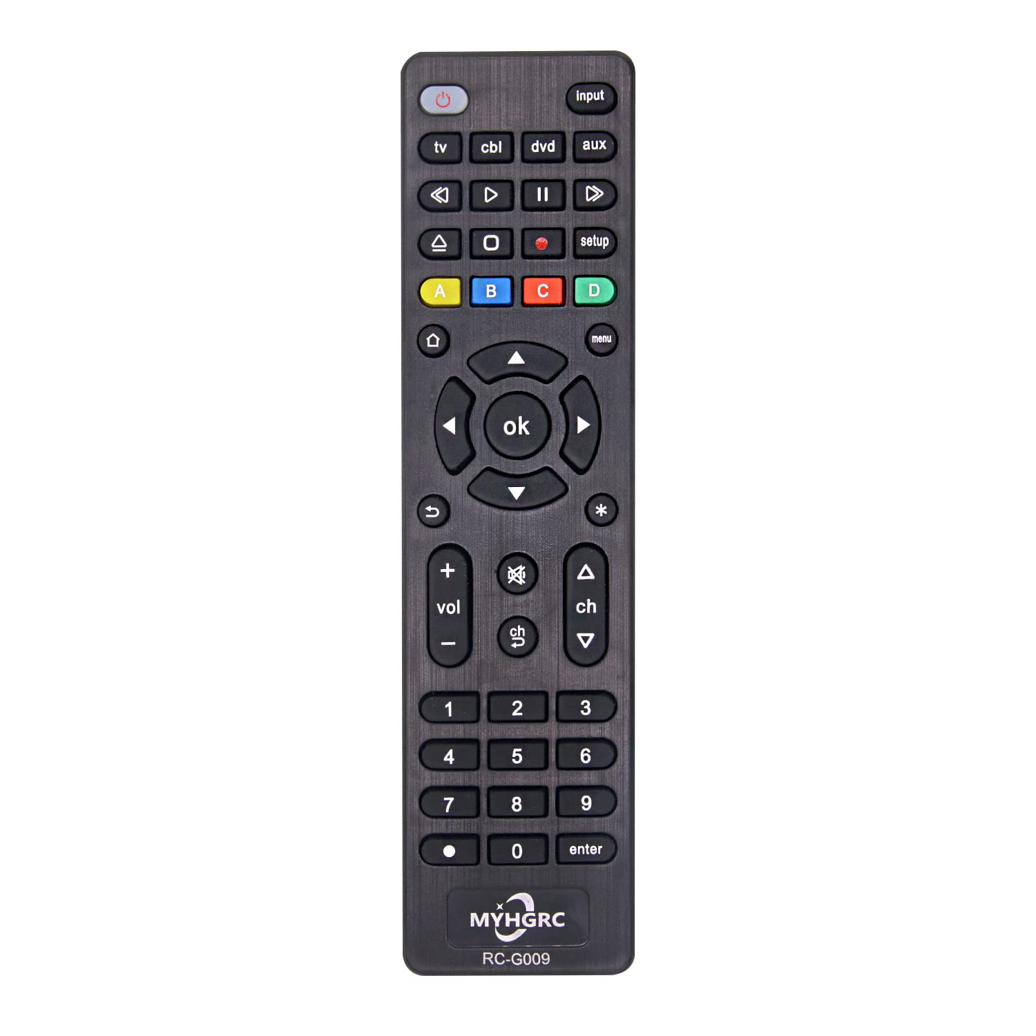 MYHGRC Universal Remote Control for all TVs, players, Bluray, Streaming media players, Soundbar, Cable receivers and all Audio/Video devices - Easy Setup 4 in 1 remote control