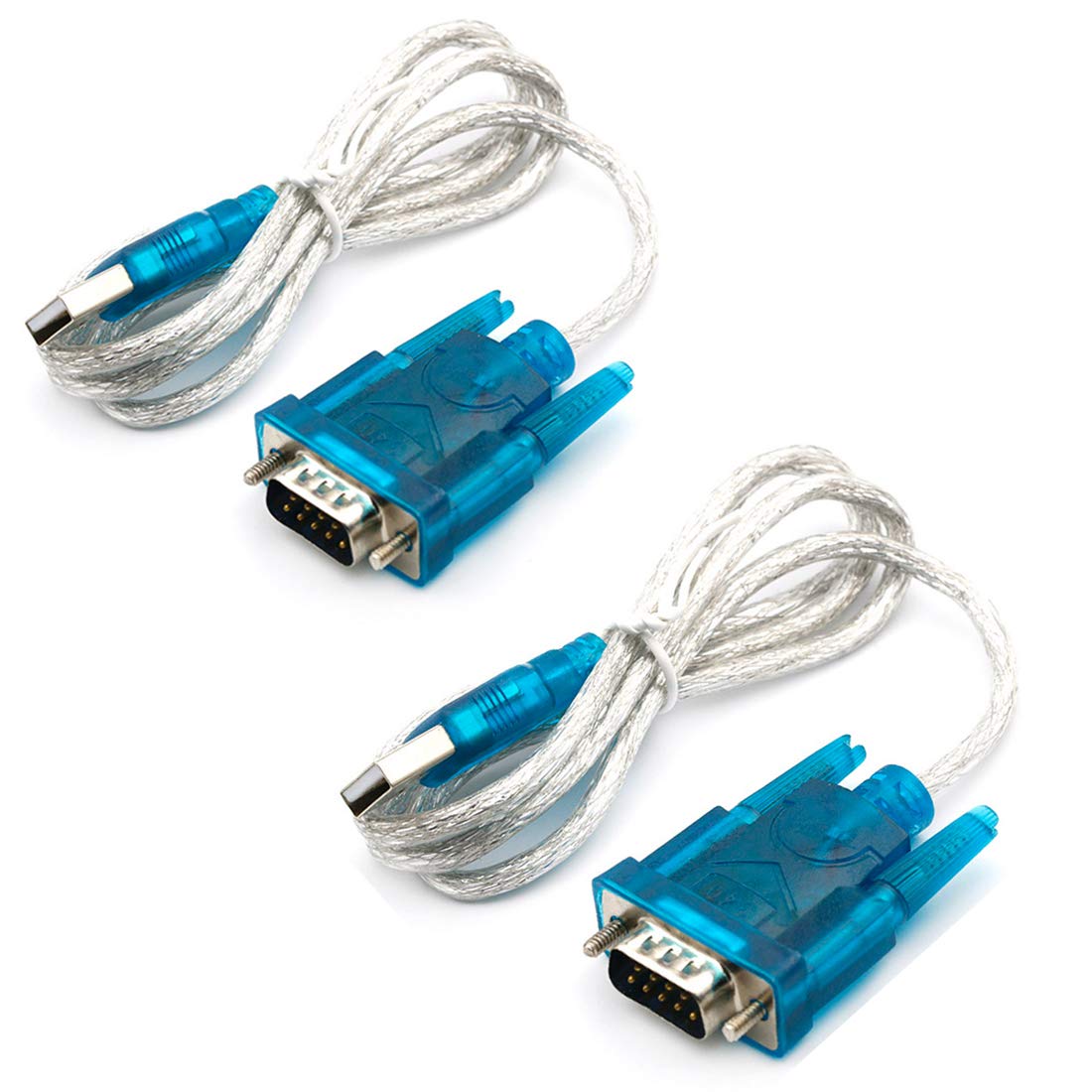 Hailege 2pcs CH340 USB to RS232 USB to Serial USB to 9P DB9 Cable COM Port Convert Cable
