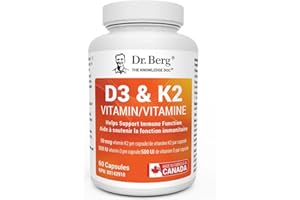 Dr. Berg Vitamin D3 & K2 500 IU + MK-7 – 60 Capsules – Immune Support, Bone Health & Energy Metabolism Supplement w/Magnesium