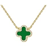 Qitian Clover Necklace for Women 18K Gold Four Leaf Pink Lucky Link Clover Necklaces, Trendy Necklaces Set Jewelry Gifts for Women