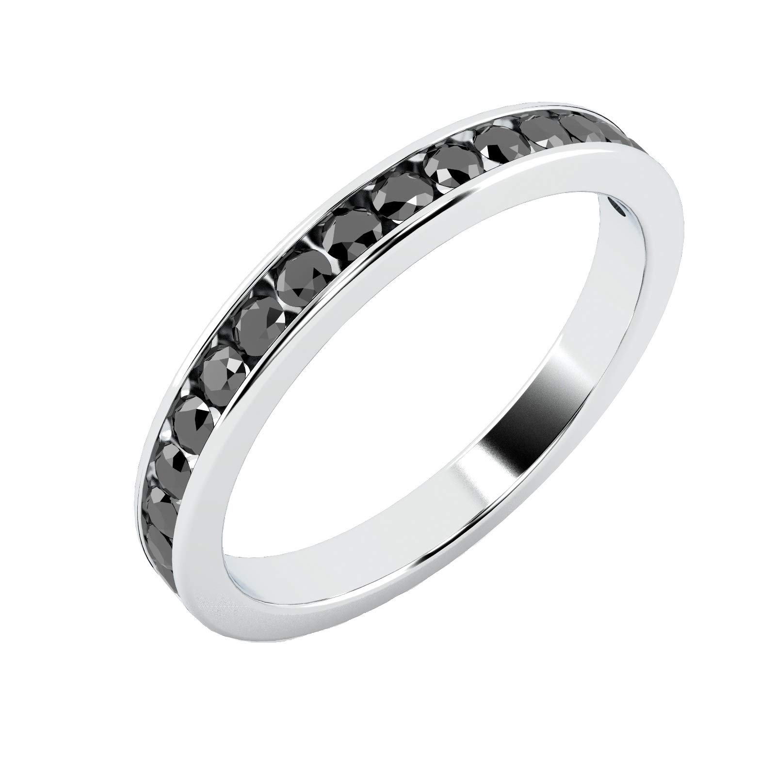 Wedding Band Ring For Women 0.50Ct Black Diamond Half Eternity in White Gold Size K