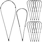 KAKUPPA 12 Pcs Necklace Cord, Black Rope Necklace for Men with Metal Pendant Ring, Adjustable Vintage Cord 14-26 Inches, Jewelry Making Supplies for DIY Craft and Gifts