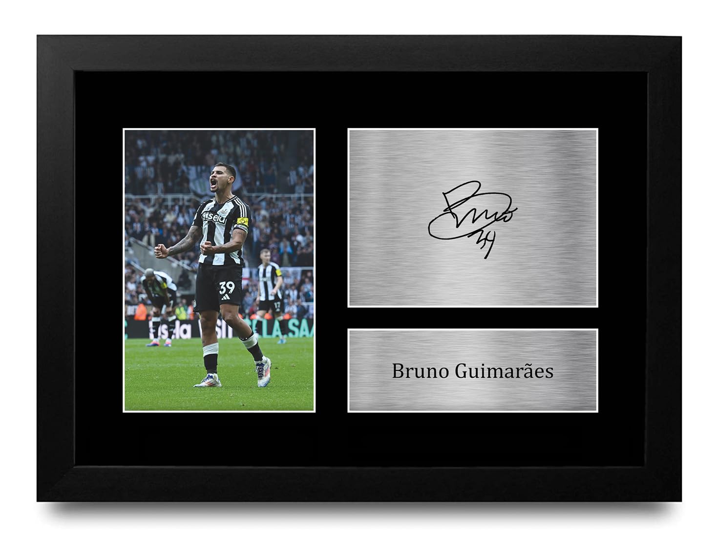 HWC Trading FR A4 Bruno Guimaraes Magpies Gifts Printed Signed Autograph Picture for Football Fans and Supporters - A4 Framed