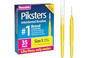Piksters Interdental Brushes, 35 pk, Size 3, Interdental Tooth Brush for Medium Gaps, Gum Soft Bristles for Plaque Removal, Safe for Braces