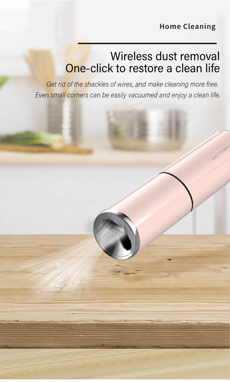 ECO finest Handheld Vacuum Cleaner - Mini Vacuum Cleaner with Strong Suction, Using Lithium ion Battery Charging Fast Charging Technology, Used for Household and car Cleaning (Pink) -