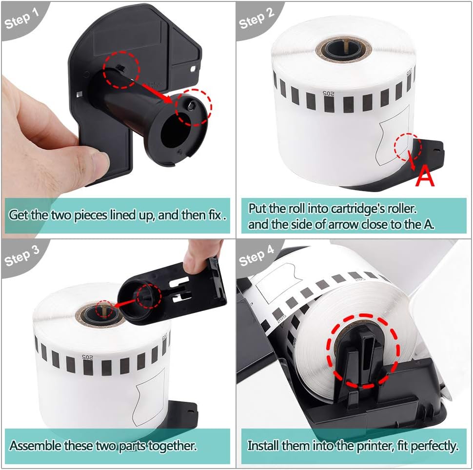 Address Labels Compatible QL Labels Replacement for Brother DK-2205, 2-3/7"x 100"(62mm x 30.48m), Shipping Labels for Brother QL Laber QL800 QL810w QL500 QL570 QL710w Plus 1 Reusable Frame - 1 Roll : Electronics