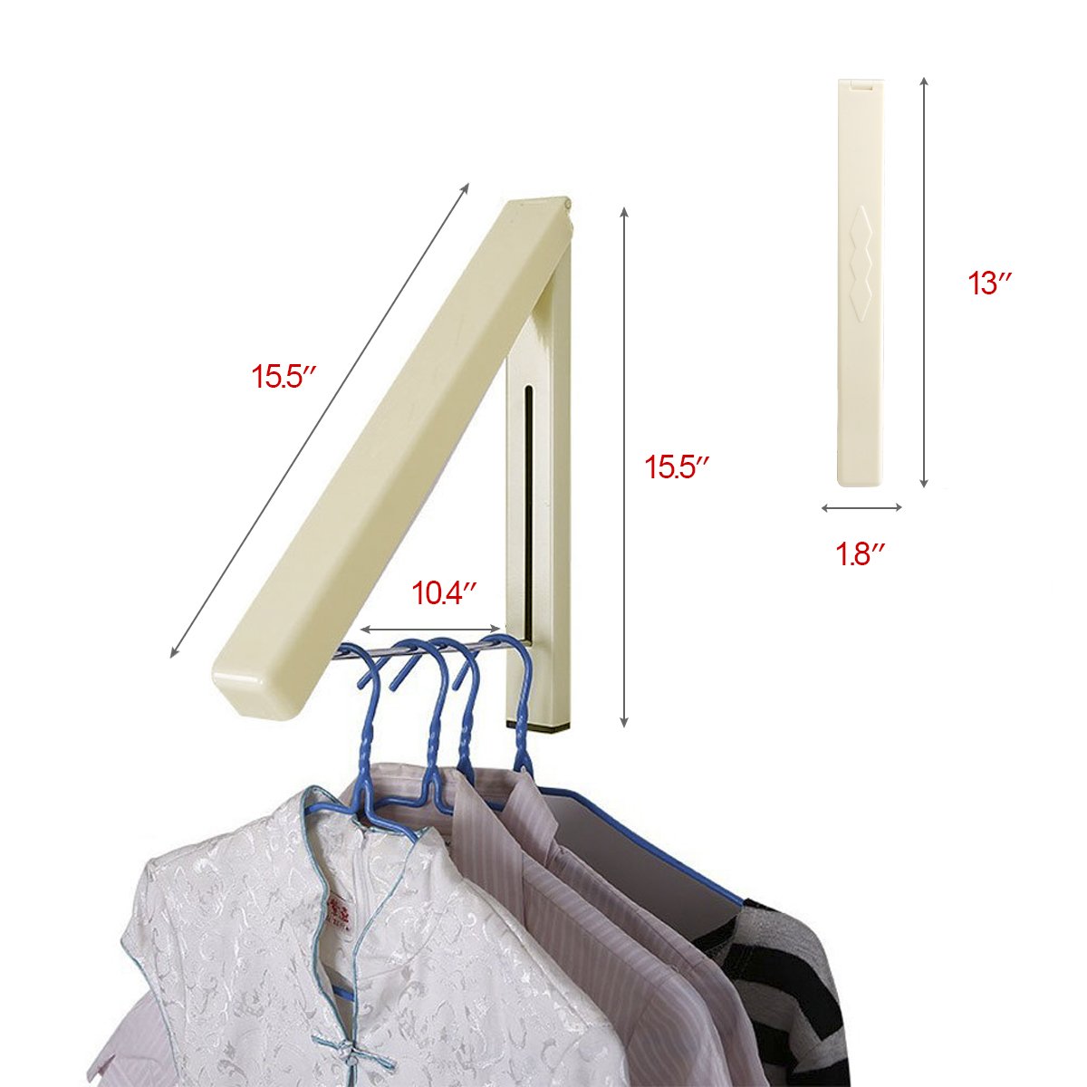 Folding Clothes Hanger, Plaviya Walll Mounted Retractable Drying Rack Holder Space Saver Home Organizer for Bedroom, Bathroom, Landry Room, Easy Installation Clothes Rack(2 Pack)