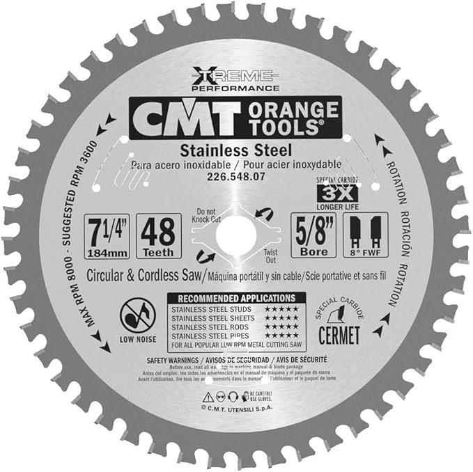 Cmt 226 548 07 Sierra Circular Para Acero Inoxidable Hw 184 X 2 0 1 6 X 15 87 Z48 Tcg Amazon Co Uk Diy Tools