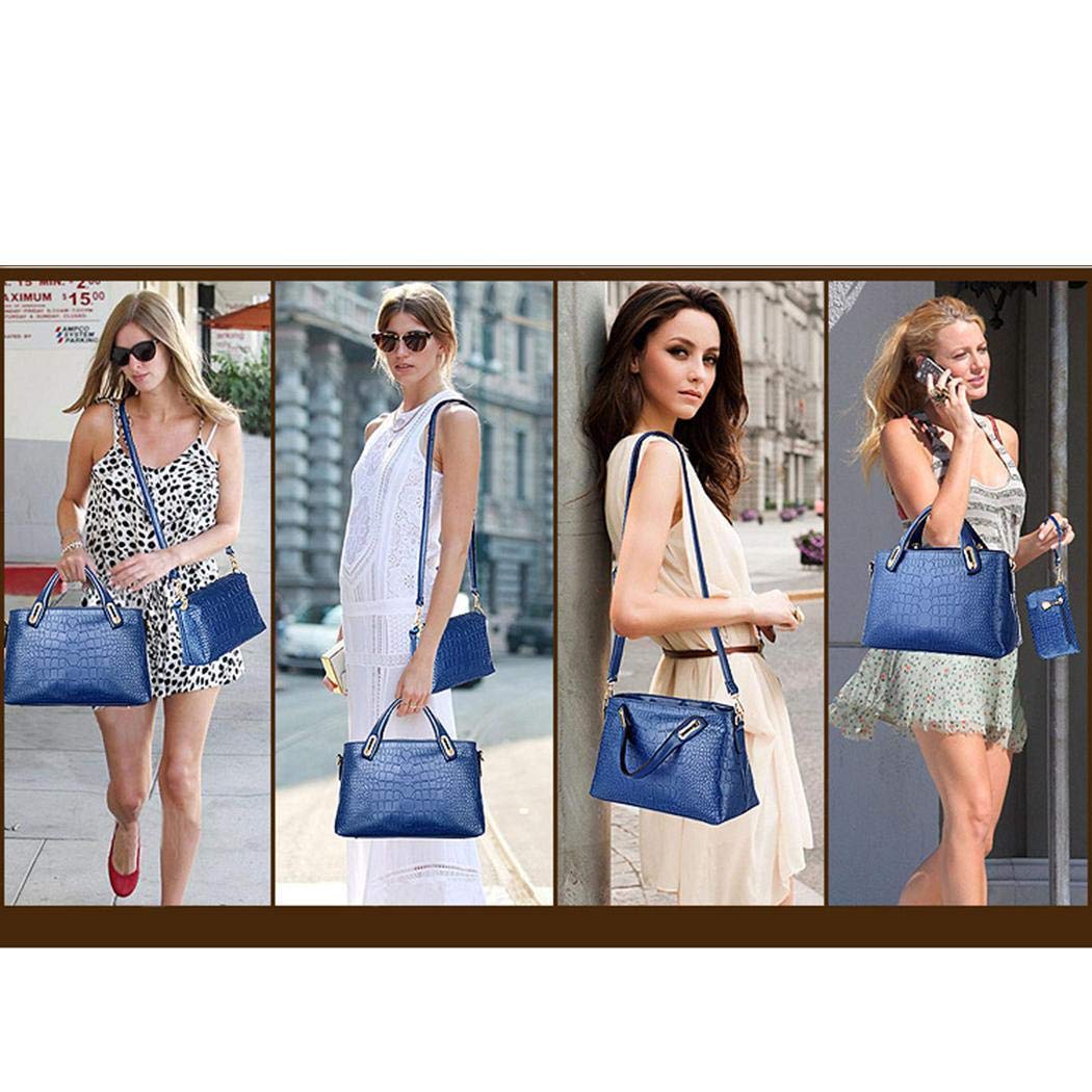 Kindsells 3 Pcs/Set Women Shoulder Tote Bags Vintage Crocodile Pattern Handbags Top Handle Satchel Purse Large Satchel